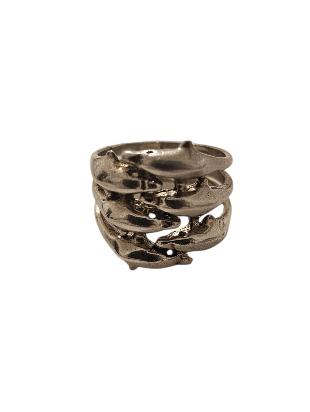 size 6, vintage Mexican sterling silver 925 Stacked dolphin band ring